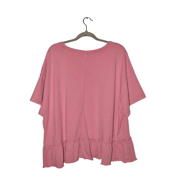 TORRID $46 French Terry Crew Neck Raw Edge Ruffle Sweatshirt Tee Mauve 1 / 1X - Picture 2 of 3